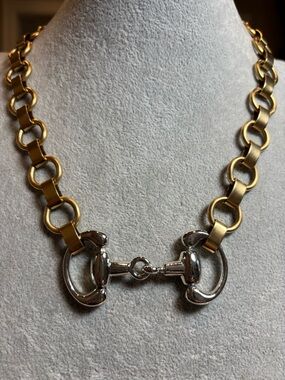 Yochi Two-Tone Gold and Silver Link horse bit Necklace